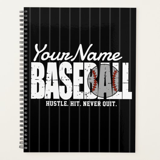 Retro Baseball ADD NAAM Pinstripe Team Speler Planner (Voorkant)