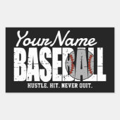 Retro Baseball ADD NAAM Pinstripe Team Speler Rechthoekige Sticker (Voorkant)