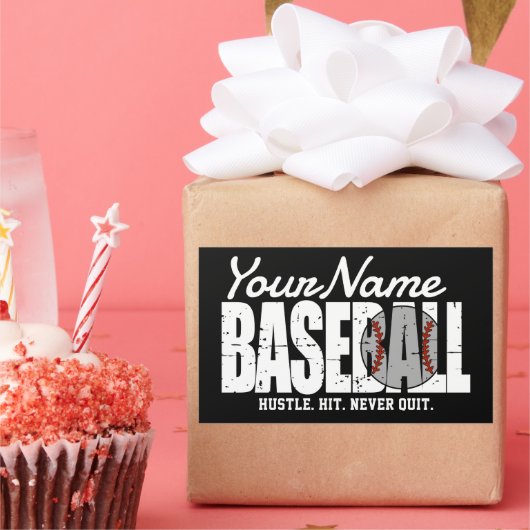 Retro Baseball ADD NAAM Pinstripe Team Speler Rechthoekige Sticker (Feest)