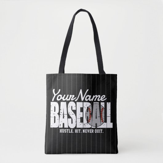 Retro Baseball ADD NAAM Pinstripe Team Speler Tote Bag (Voorkant)