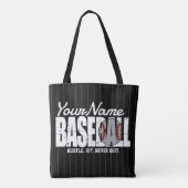 Retro Baseball ADD NAAM Pinstripe Team Speler Tote Bag (Achterkant)