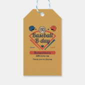 Retro Baseball B-Day Men's 50th Birthday Cadeaulabel (Achterkant)