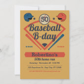 Retro Baseball B-Day Men's 50th Birthday Kaart (Voorkant)