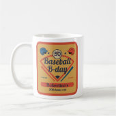 Retro Baseball B-Day Men's 50th Birthday Koffiemok (Links)
