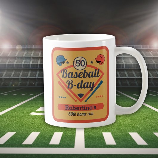 Retro Baseball B-Day Men's 50th Birthday Koffiemok