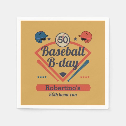 Retro Baseball B-Day Men's 50th Birthday Servet (Voorkant)