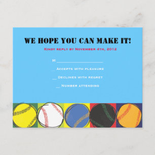 Retro Baseball-draagtas met opening bat. Mitzvah R RSVP Kaartje