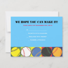 Retro Baseball-draagtas met opening bat. Mitzvah R RSVP Kaartje