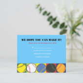 Retro Baseball-draagtas met opening bat. Mitzvah R RSVP Kaartje (Staand voorkant)