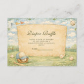 Retro Baseball Field Diapper Raffle Informatiekaartje (Voorkant)