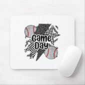Retro Baseball Game Day Geruit Leopard Baseball Muismat (Met muis)