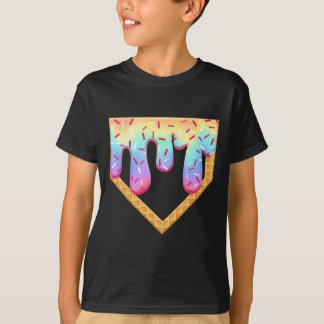 Retro Baseball Ice Cream Dripping Baseball Home PL T-shirt