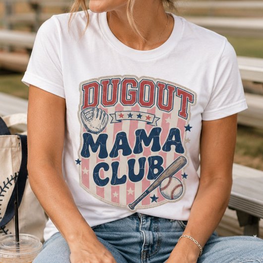Retro Baseball Mama Dugout met afdruk T-shirt