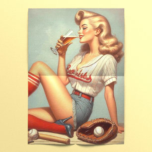 Retro Baseball Meisje Schilderen Tissuepapier