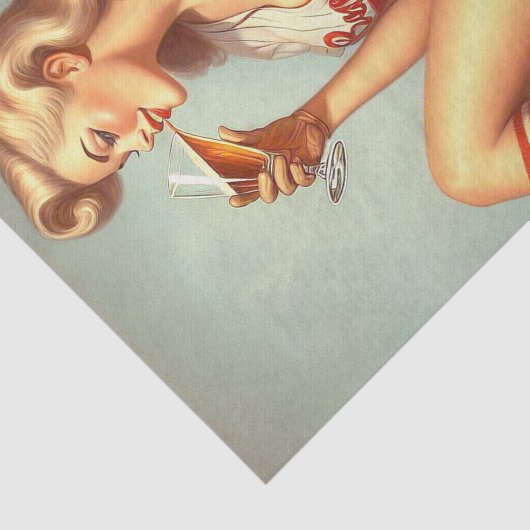 Retro Baseball Meisje Schilderen Tissuepapier (Detail)