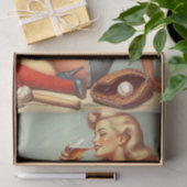 Retro Baseball Meisje Schilderen Tissuepapier (Geschenk)