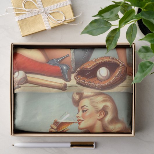 Retro Baseball Meisje Schilderen Tissuepapier (Geschenk)
