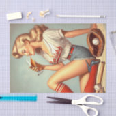 Retro Baseball Meisje Schilderen Tissuepapier (Craft)