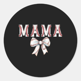 Retro Baseball Mom Bow Baseball Mama Bow Schattige Ronde Sticker
