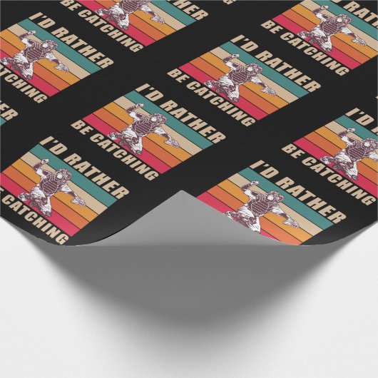 Retro Baseball Player Kinder Softball Catcher Son Cadeaupapier (Hoek)