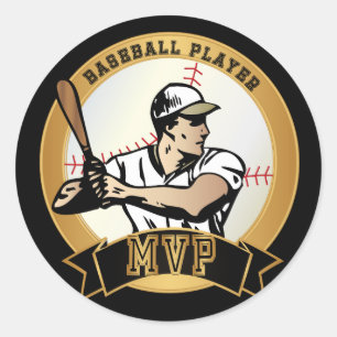 Retro Baseball Player Ronde Sticker