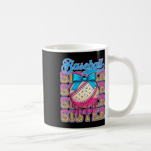 Retro Baseball Sister Ice Cream Drip Coquette Bow Koffiemok (Rechts)