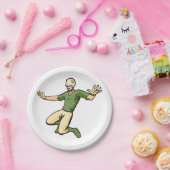 Retro Baseball Speler Sport Graphic Papieren Bordje (Feest)