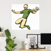 Retro Baseball Speler  Sport Graphic Poster (Thuiskantoor)