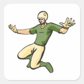 Retro Baseball Speler  Sport Graphic Vierkante Sticker (Voorkant)