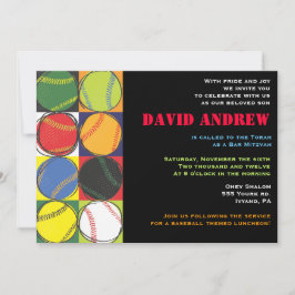Retro Baseball Thébat Mitzvah Uitnodiging