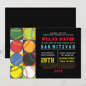 Retro Baseball Thébat Mitzvah Uitnodiging (Voorkant / Achterkant)