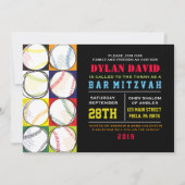 Retro Baseball Thébat Mitzvah Uitnodiging (Voorkant)