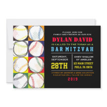 Retro Baseball Thébat Mitzvah Uitnodiging