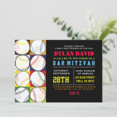 Retro Baseball Thébat Mitzvah Uitnodiging (Staand voorkant)