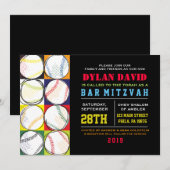 Retro Baseball Thébat Mitzvah Uitnodiging (Voorkant / Achterkant)