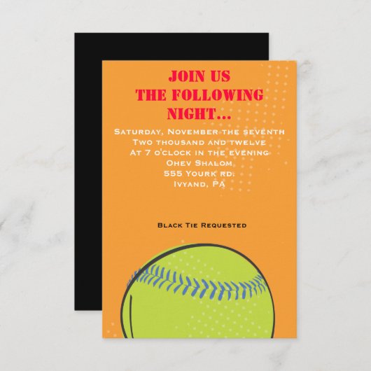 Retro Baseball Thlek Bar Bat Mitzvah Party-kaart Kaart (Voorkant / Achterkant)