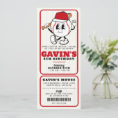  Retro Baseball Ticket Sport Verjaardagsfeest Kaart (Staand voorkant)