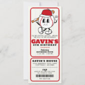  Retro Baseball Ticket Sport Verjaardagsfeest Kaart (Voorkant)