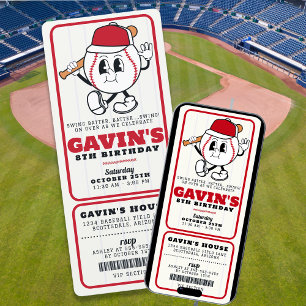 Retro Baseball Ticket Sport Verjaardagsfeest Kaart
