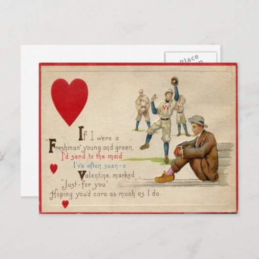 Retro Baseball Valentijn Kaart (Voorkant / Achterkant)
