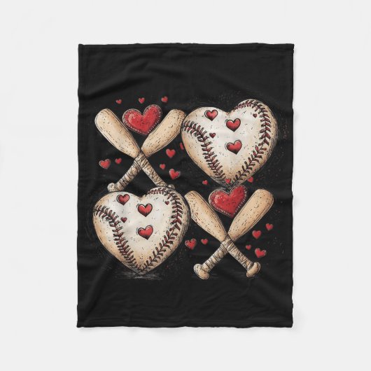 Retro Baseball Valentijnsdag Xoxo Funny Kinder Boy Fleece Deken (Voorkant)