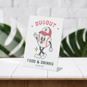 Retro Baseball Vibes Boy Verjaardag Party Sign Reclamebord Met Voetstuk