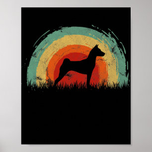 Retro Basenji  Rainbow Dog Mannen Vrouwen Poster