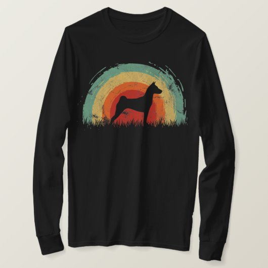 Retro Basenji Rainbow Dog Mannen Vrouwen T-shirt (Design voorkant)