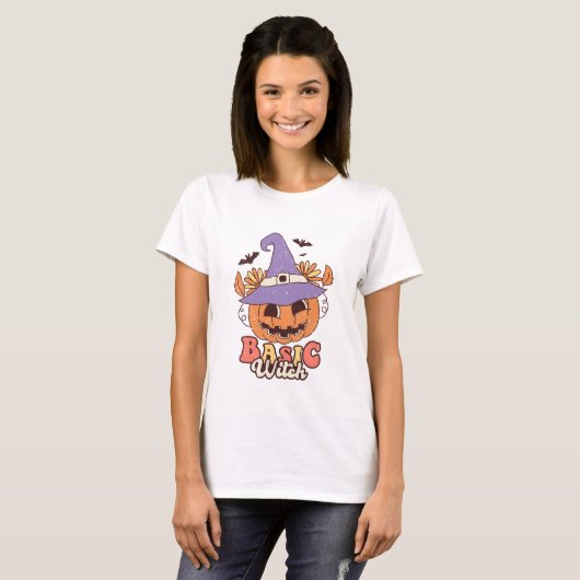 Retro Basic Heks - Halloween T-shirt (Voorkant volledig)