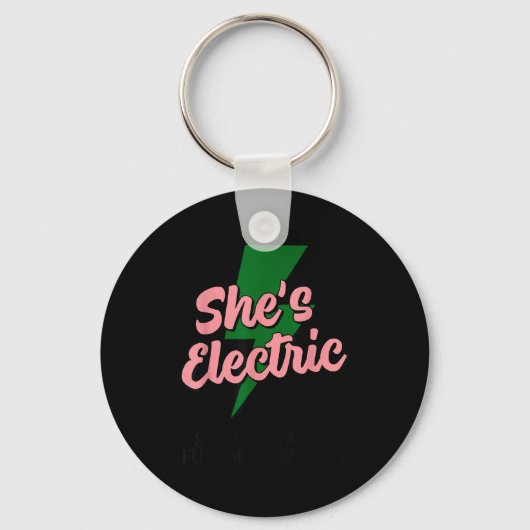 Retro Basic Lightning Quote She Electric Funny Sim Sleutelhanger (Voorkant)