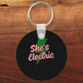 Retro Basic Lightning Quote She Electric Funny Sim Sleutelhanger (Voorkant)
