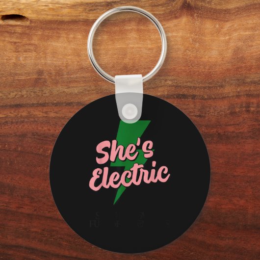 Retro Basic Lightning Quote She Electric Funny Sim Sleutelhanger (Voorkant)