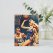 Retro Basketbal Illustratie Briefkaart (Staand voorkant)