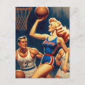 Retro Basketbal Illustratie Briefkaart (Voorkant)